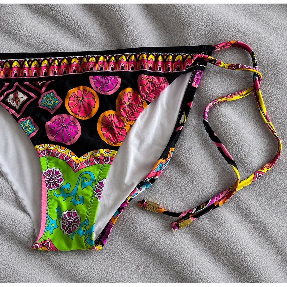 NWOT Trina Turk Sz 12 Marrakesh Bikini BOTTOM ONLY Side Tie Swimsuit Floral - Picture 8 of 11